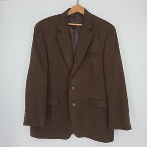 Chaps Men's 44L Faux‎ Suede Blazer Brown 2 Button Sport Coat Jacket Polyester...